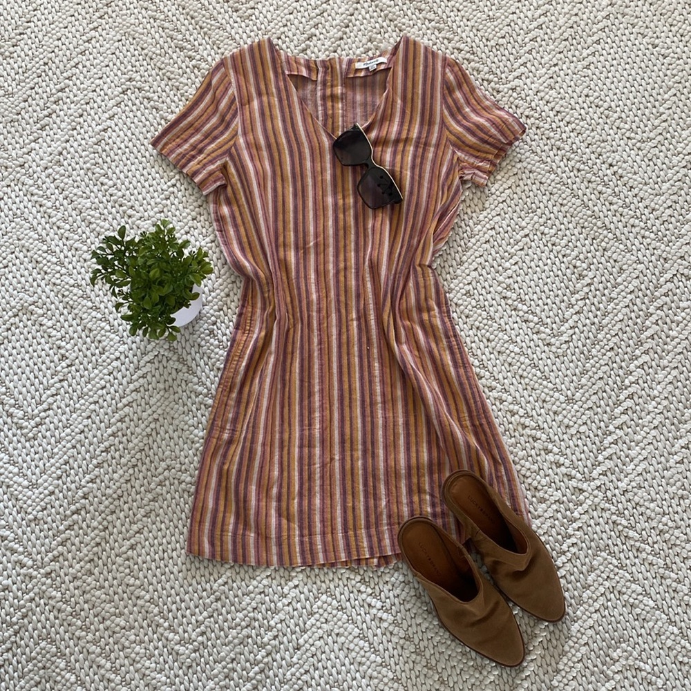 MADEWELL Button-Back Easy Dress in Rainbow Stripe size XXS​